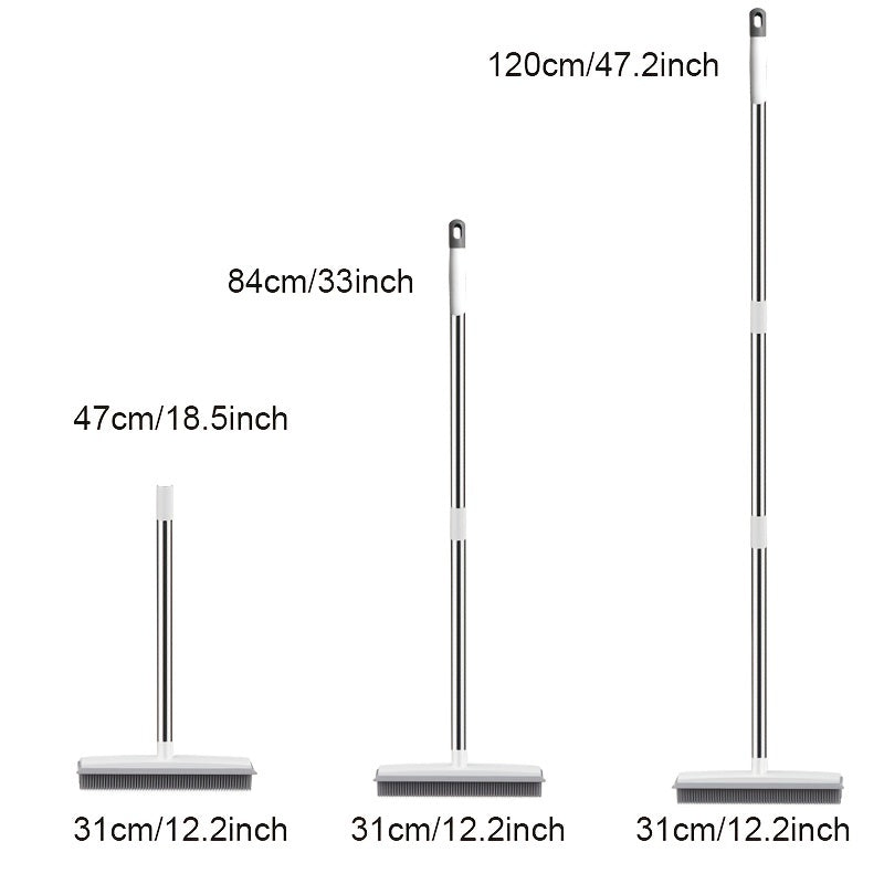 1-Pack Rubber Broom with Squeegee and Long Handle