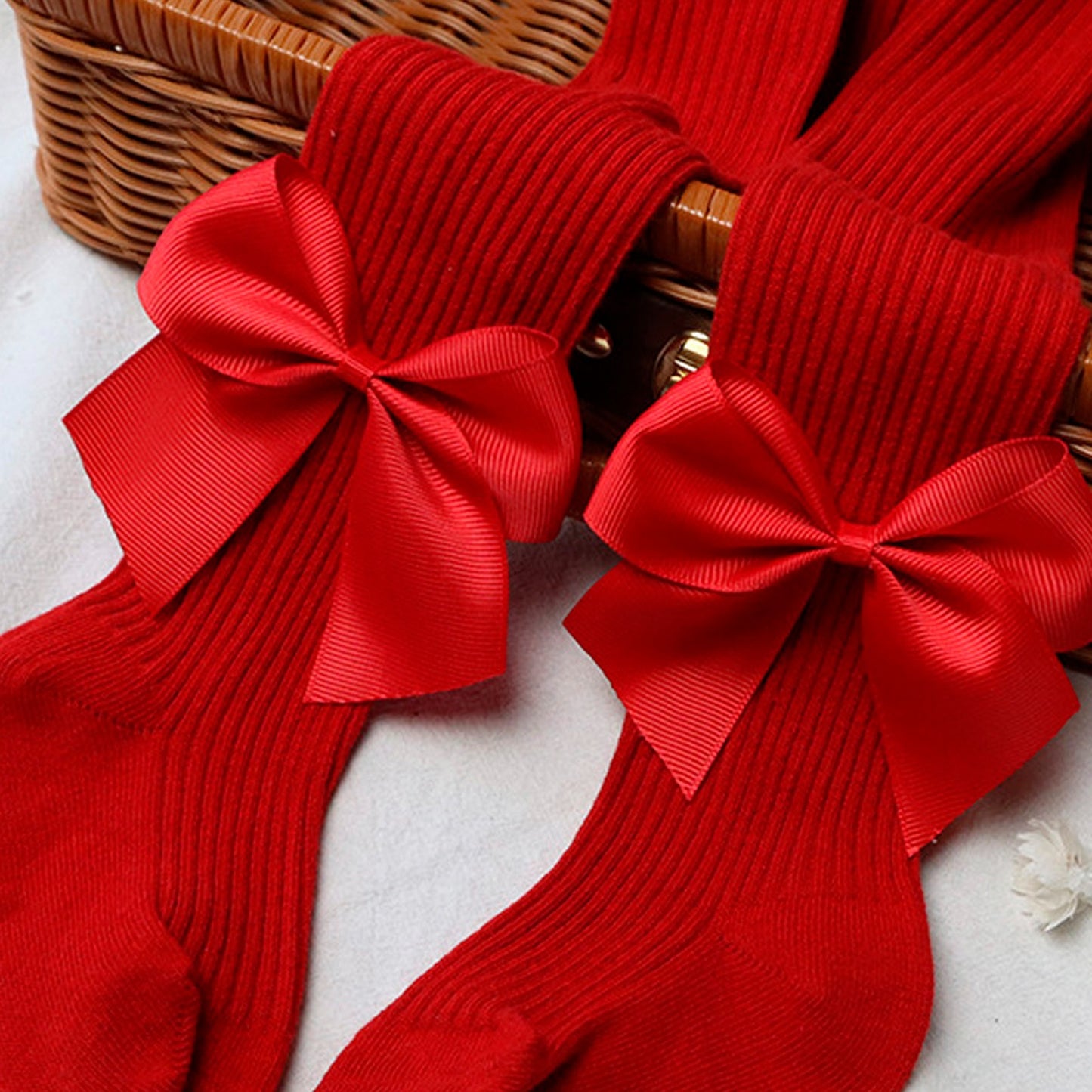 Kids Solid Large Bow Autumn-Winter Leggings Socks: Stylish and Warm Footwear for Children