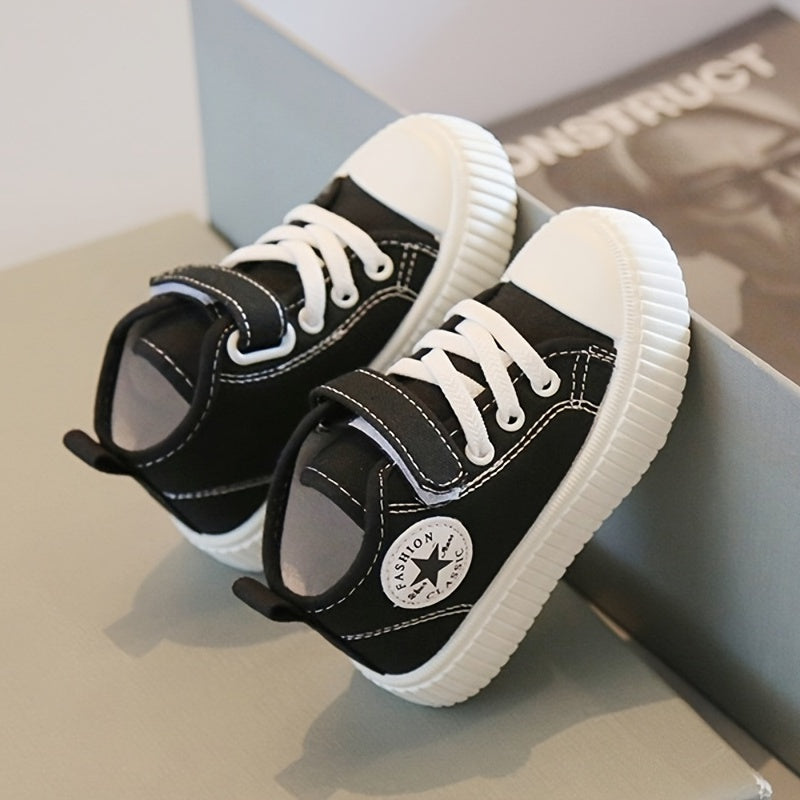 Toddler Boys Casual Canvas Sneakers with Hook & Loop Fastener