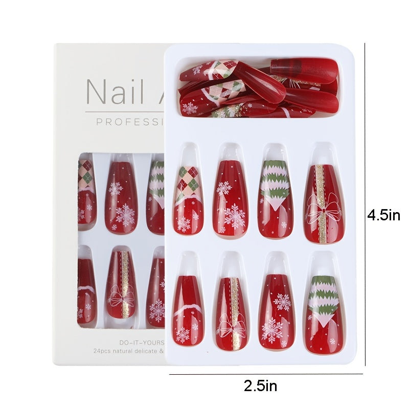 Fake Nails: Add a festive touch to your nails with these red short square press-on nails.