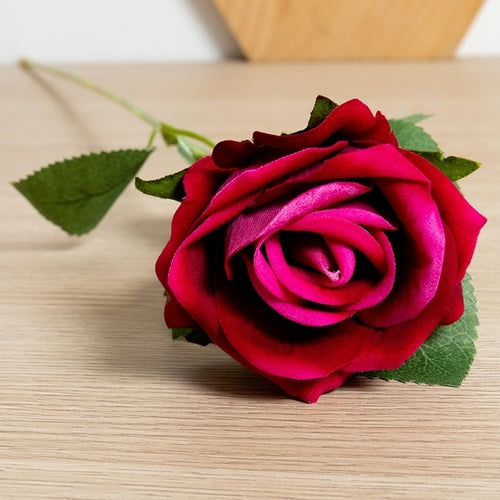 Silk Artificial Rose Flower Long Branch Bouquet - Set of 5 for Weddings and Home Decor