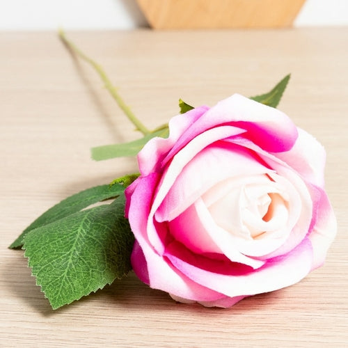 Silk Artificial Rose Flower Long Branch Bouquet - Set of 5 for Weddings and Home Decor