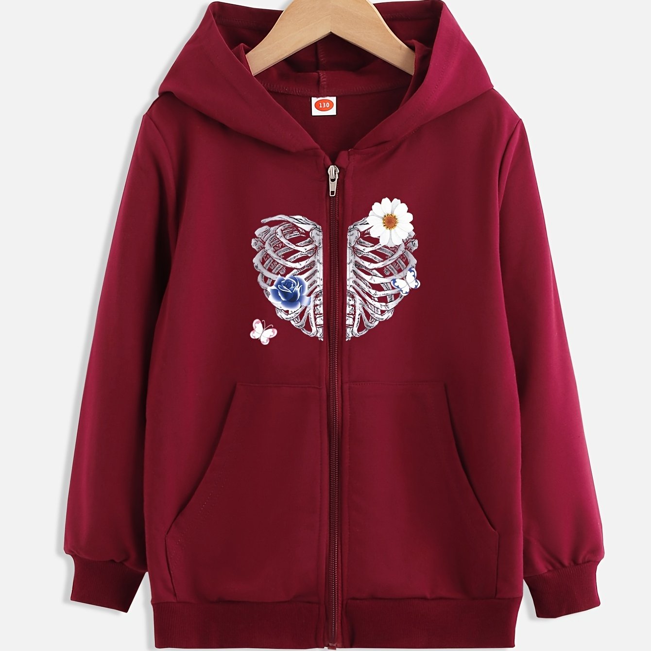 Girls' Stylish Hooded Zipper Jacket