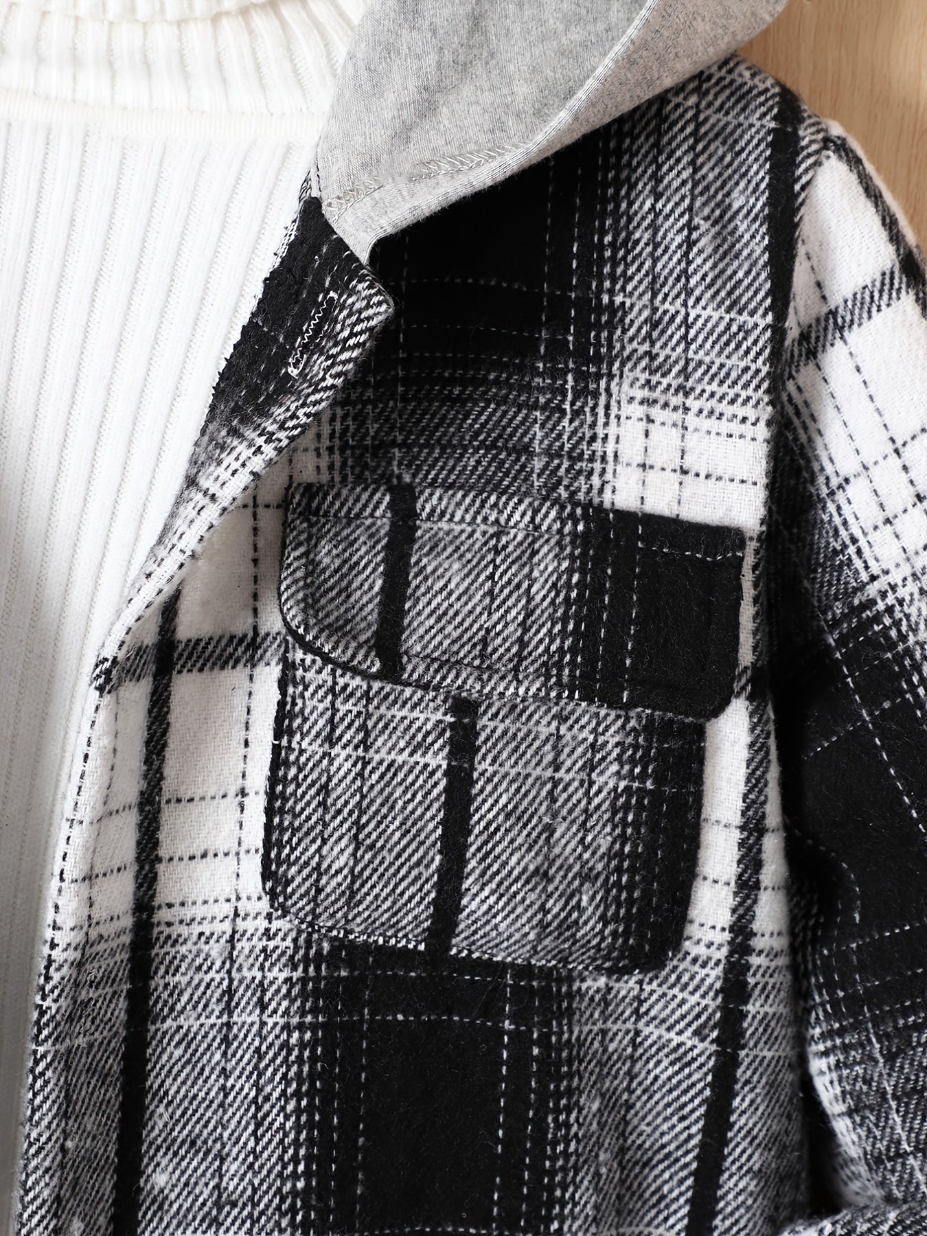 Boys' Long Sleeve Hooded Flannel Shirt