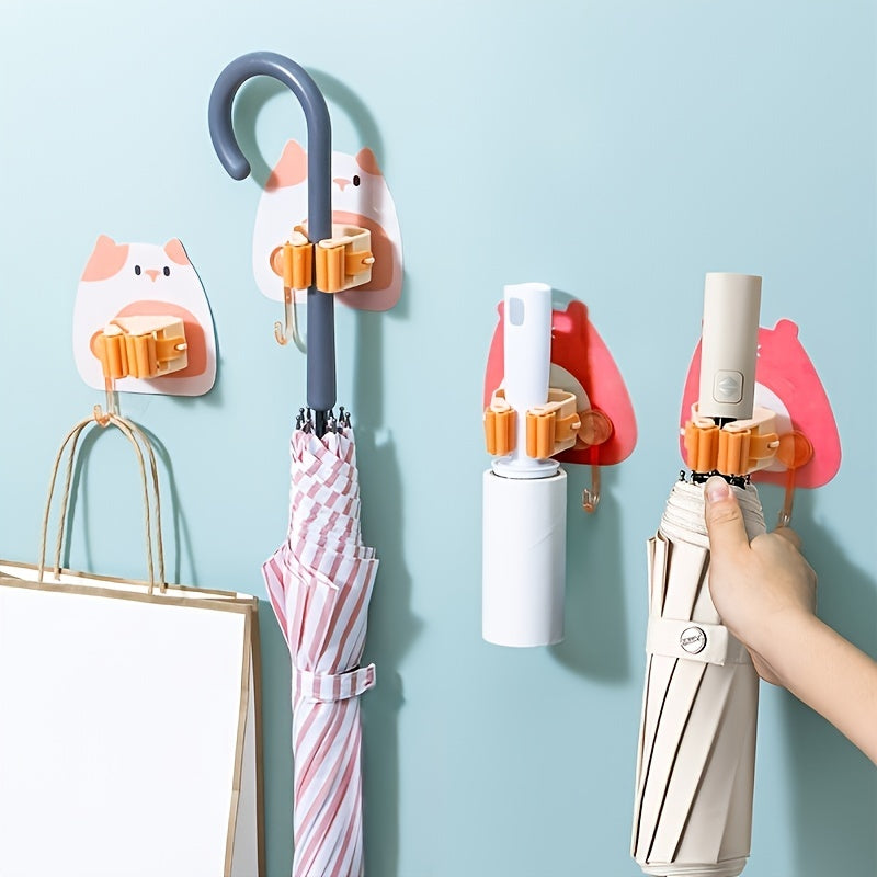 Cartoon Creative Strong Seamless Mop Clip with Sticky Hook Rack Holder