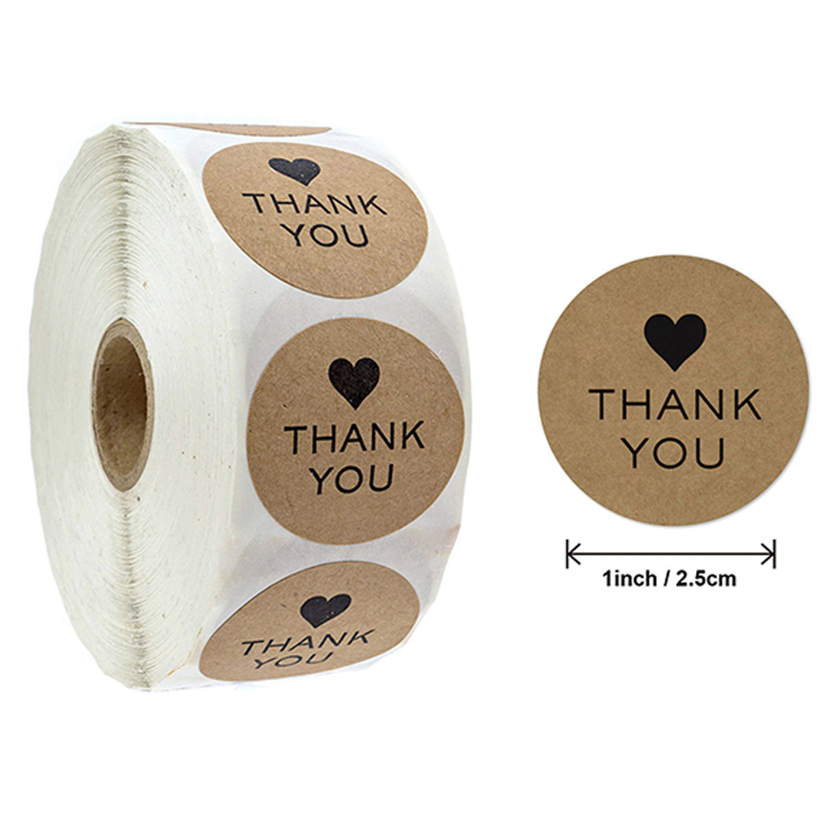 500PCS Kraft "Thank You" Stickers Roll