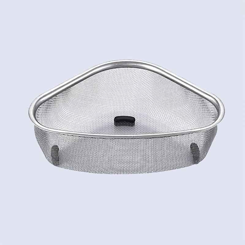 1pc Drainer Basket, Triangular Sink Drainer Basket, Stainless Steel Strainer, Kitchen Drainer Basket, Garbage Residue Filter, Storage Leakage Mesh Basket, Vegetable Basket 6.61lbs(Max)
