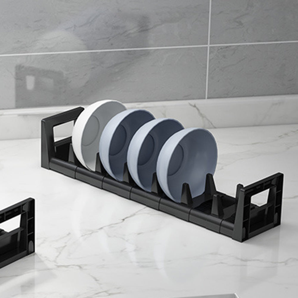 1pc Dish Organizer Rack For Cabinet, Adjustable Plate Holder Small Dish Drying Racks, Under Sink Storage Countertop Mount With Removable Slots