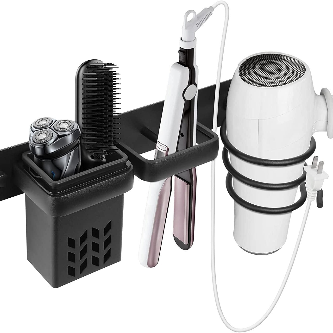 Wall-Mount Hair Dryer & Curling Iron Holder