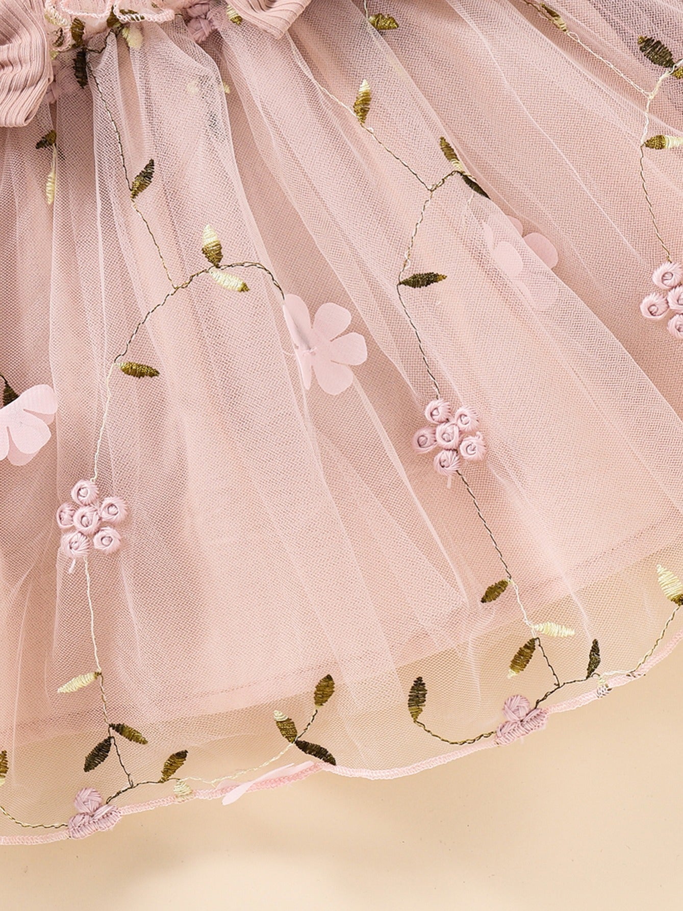 Floral Embroidered Princess Dress for Baby Girls