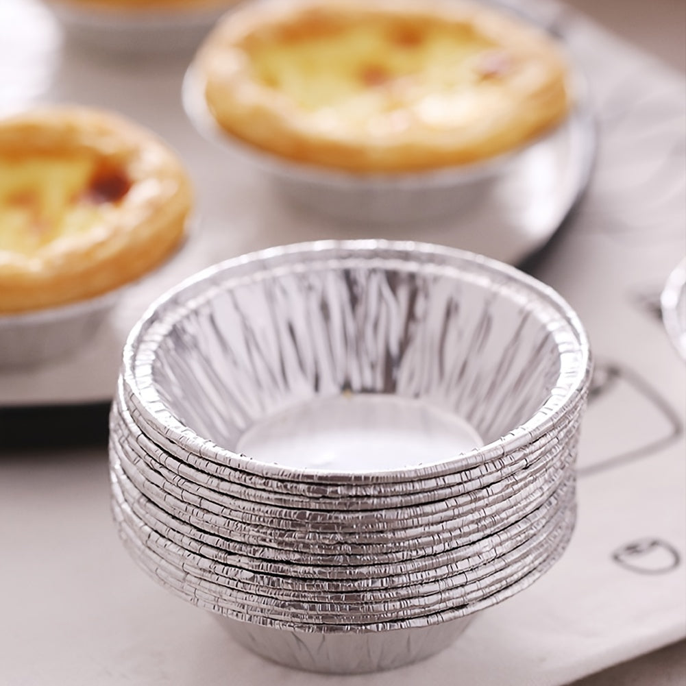 100pcs 2.76'x1.57"x0.79" Aluminum Foil Tart Pan - Disposable Mini Pot Pie Bake Plate Tin for Making Egg Tart, Pudding, Mini Cake and More