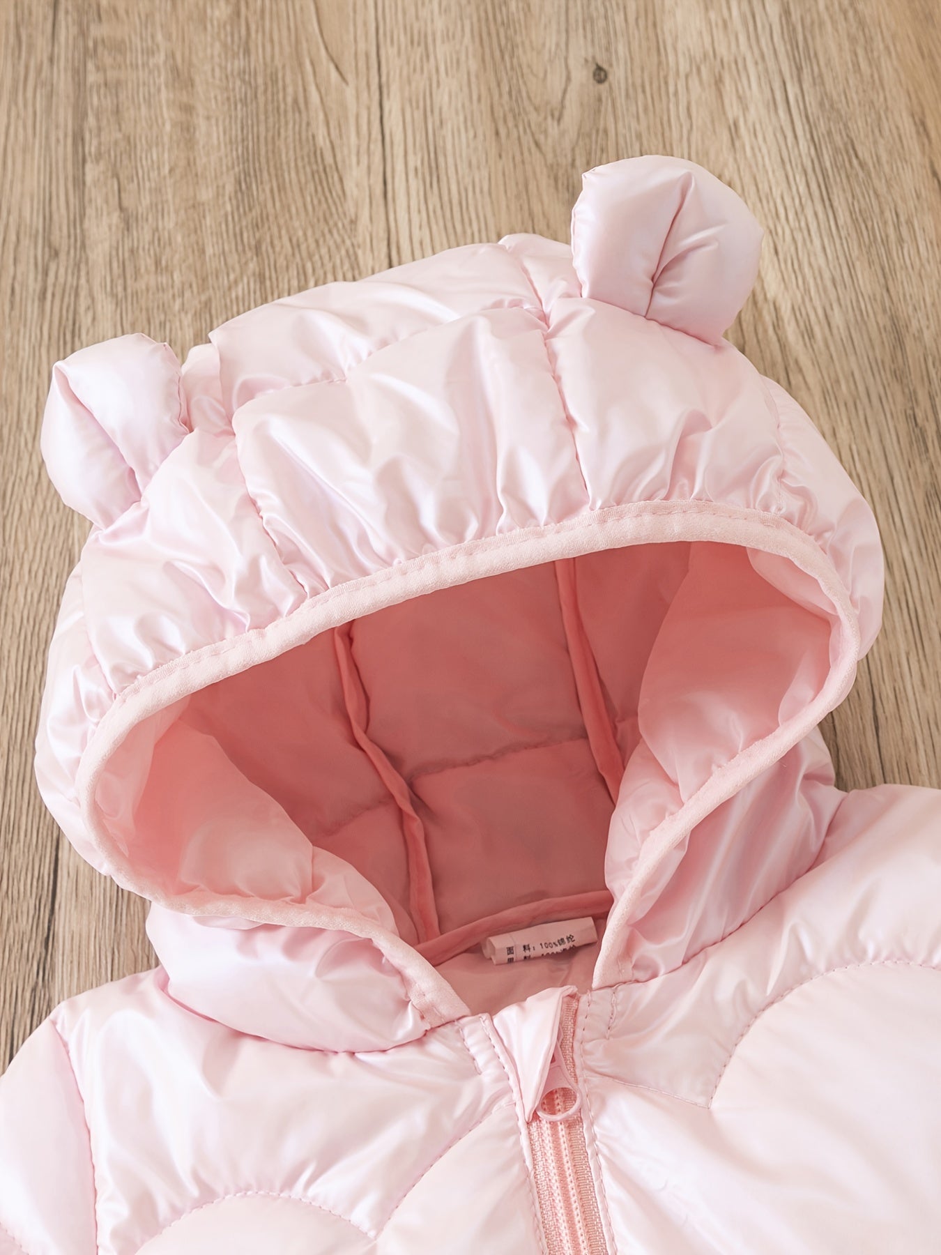 Children's Girls Cartoon Tiger Puffer Coat with Bear Ears