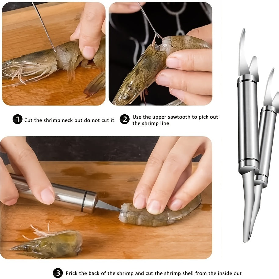 2 Pack 5-in-1 Multifunctional Shrimp Line Knife