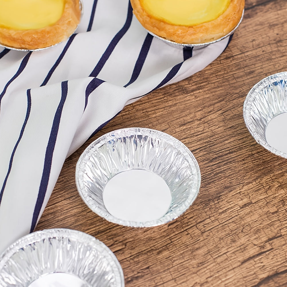 100pcs 2.76'x1.57"x0.79" Aluminum Foil Tart Pan - Disposable Mini Pot Pie Bake Plate Tin for Making Egg Tart, Pudding, Mini Cake and More
