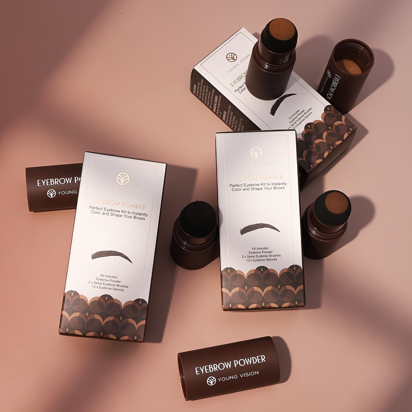One-Step Eyebrow Stamp Stencils Kit: Powder Makeup for Perfect Brows