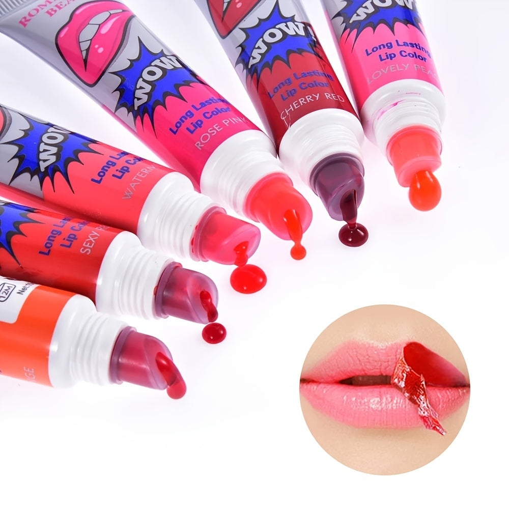 Moisturizing Peel-Off Liquid Lipstick - 6 Colors, Waterproof, Long-lasting, Lip Gloss Mask, Makeup Tear Pull Lip Lint Cosmetics