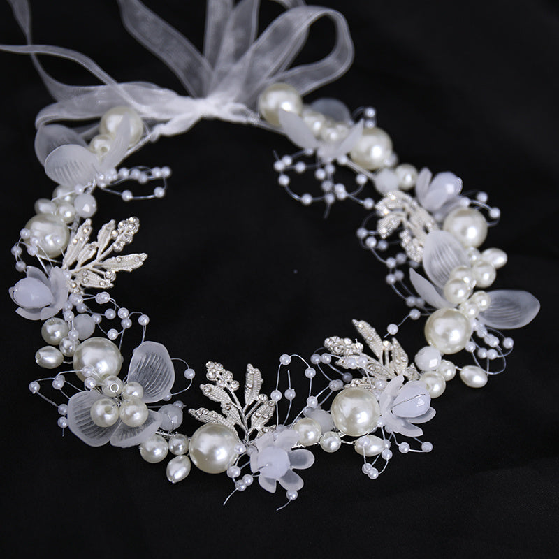Crystal Pearl Flower Tiara Headband for Women