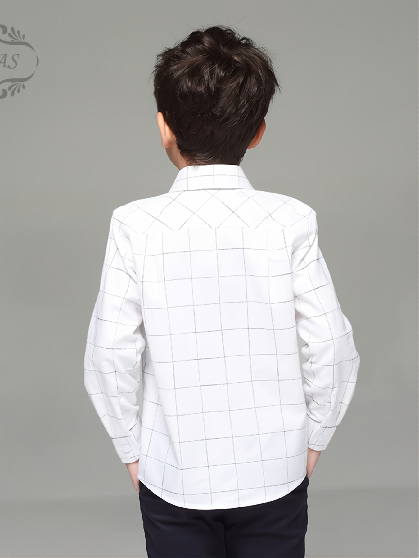 Boys' Casual Cotton Plaid Shirt with Pocket