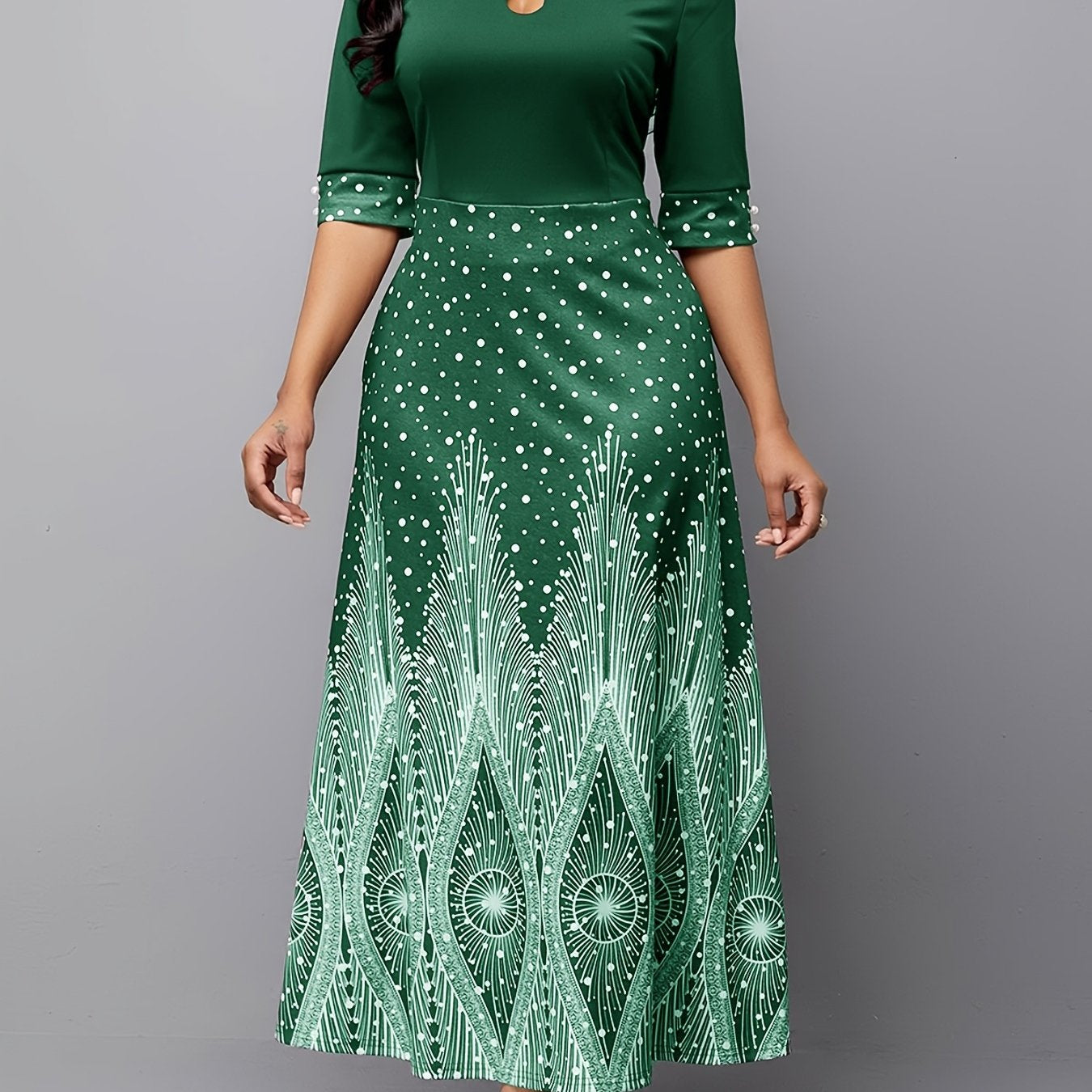 Half Sleeve Crew Neck Dress for Party and Banquet