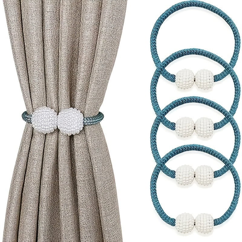 2 Pack Decorative Pearl Magnetic Curtain Tieback Set