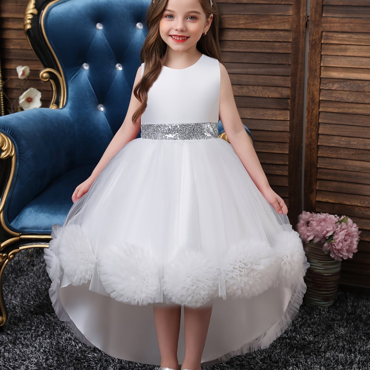 Sleek and Sparkling Sequin Princess Dress for Girls