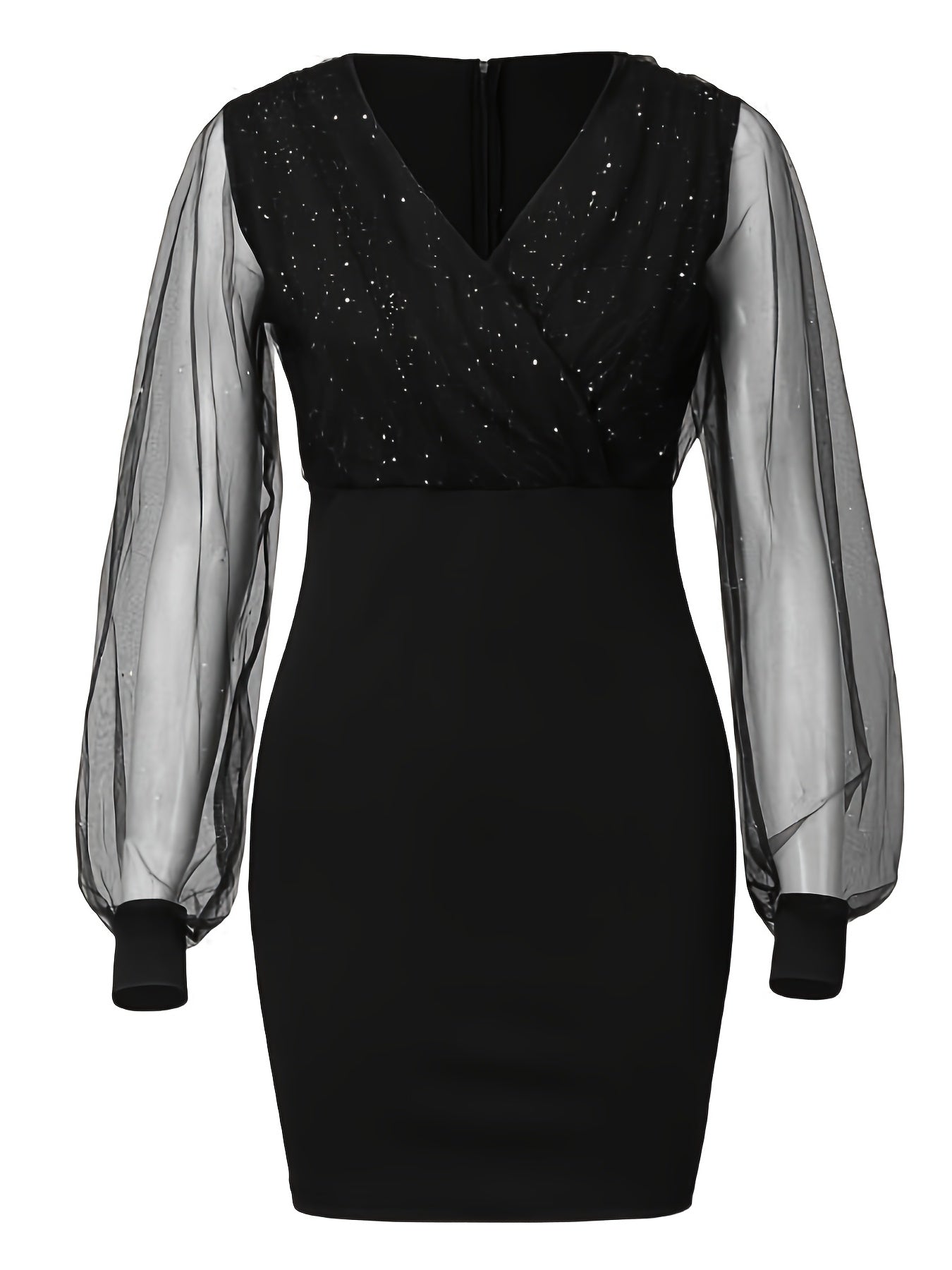 Women's Elegant Skinny Semi Sheer Mesh Dress