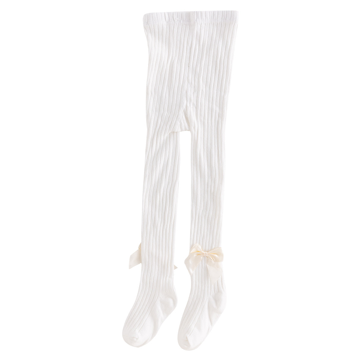 Seamless Cable Knit Tights with Bow for Baby Girls