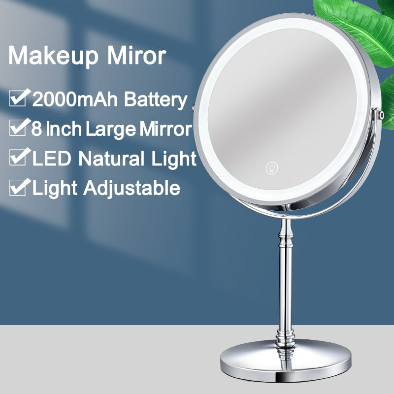 Bringing the Studio to You: 8 Inch Makeup Mirror with Light, USB Charging, and 10x Magnifying for Vanity