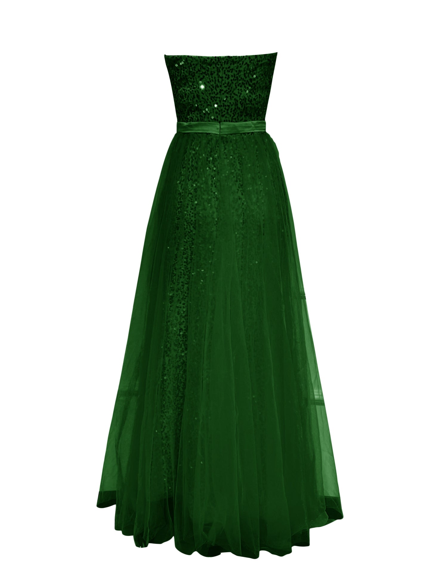 Strapless Sequins Prom Dress, Long Tulle Ball Gown Split Sparkly Formal Evening Party Gown For Women, Women's Clothing