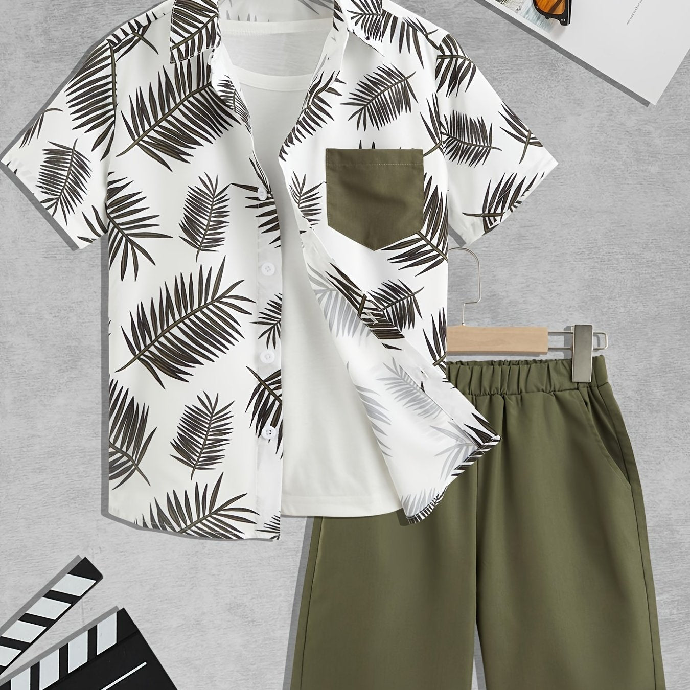 Boys' Short Sleeve Button-Up Shirt and Shorts Set
