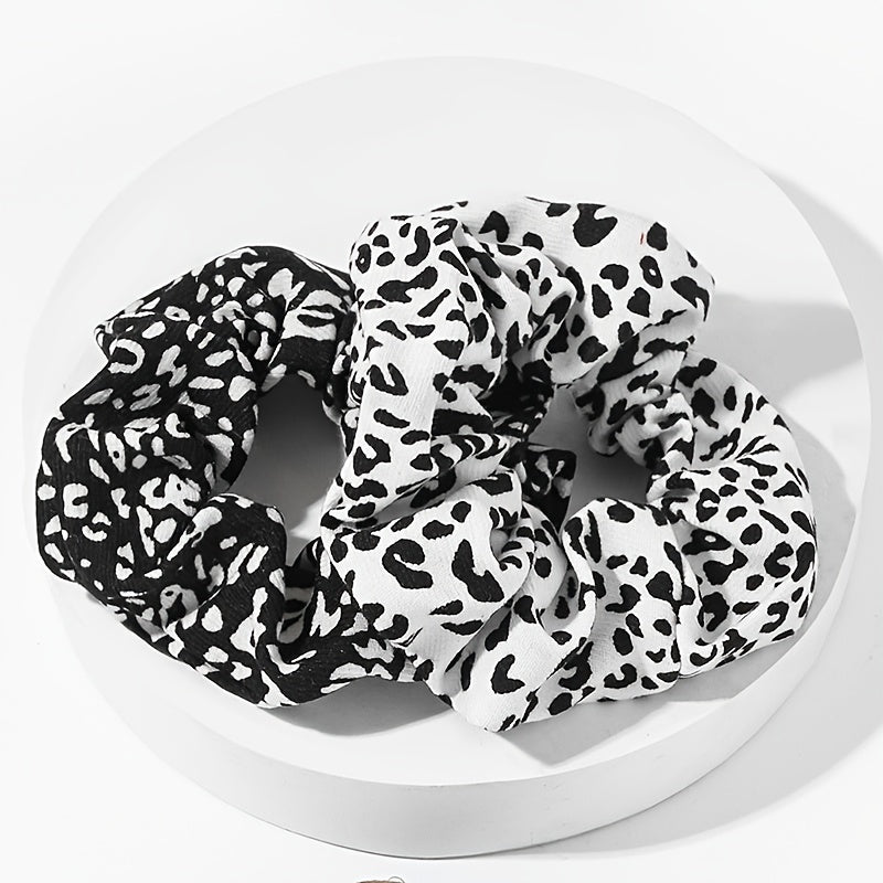 3PCS Satin Leopard Cheetah Scrunchie Set