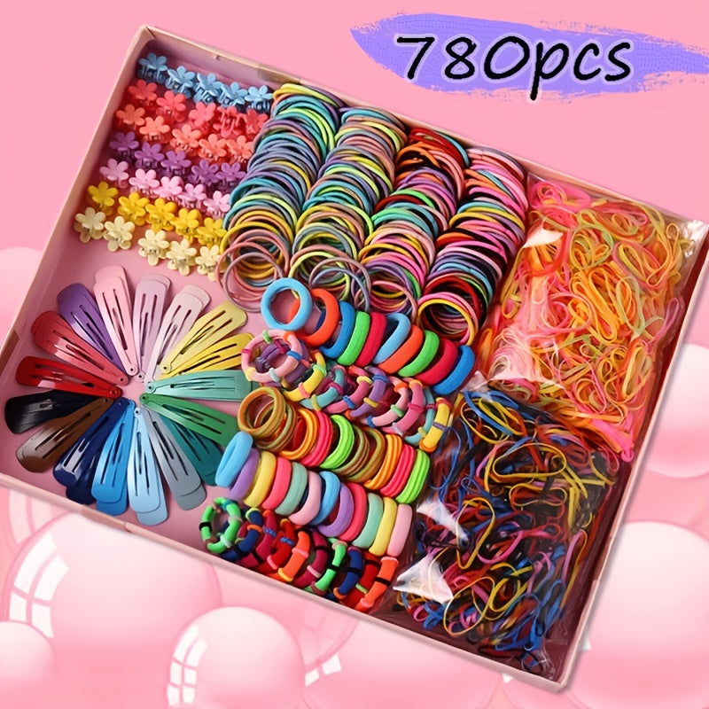 780-piece Girls Hair Accessories Elastic Hair Ties Set