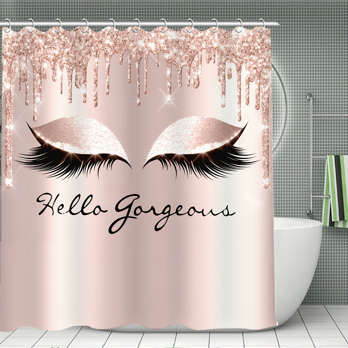 70.8 inch x 70.8 inch Eyelash Waterproof Shower Curtain Set
