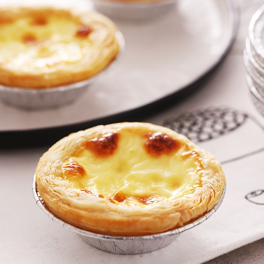 100pcs 2.76'x1.57"x0.79" Aluminum Foil Tart Pan - Disposable Mini Pot Pie Bake Plate Tin for Making Egg Tart, Pudding, Mini Cake and More