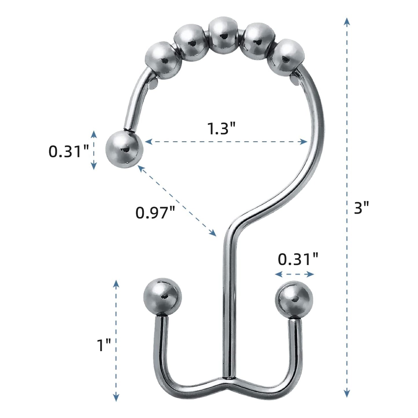 Luxury 12-Piece Shower Curtain Hook Set