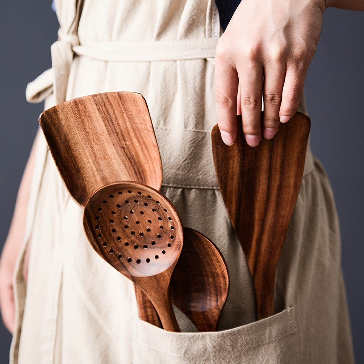 Premium Teak Wooden Cutlery Spoon & Spatula Set