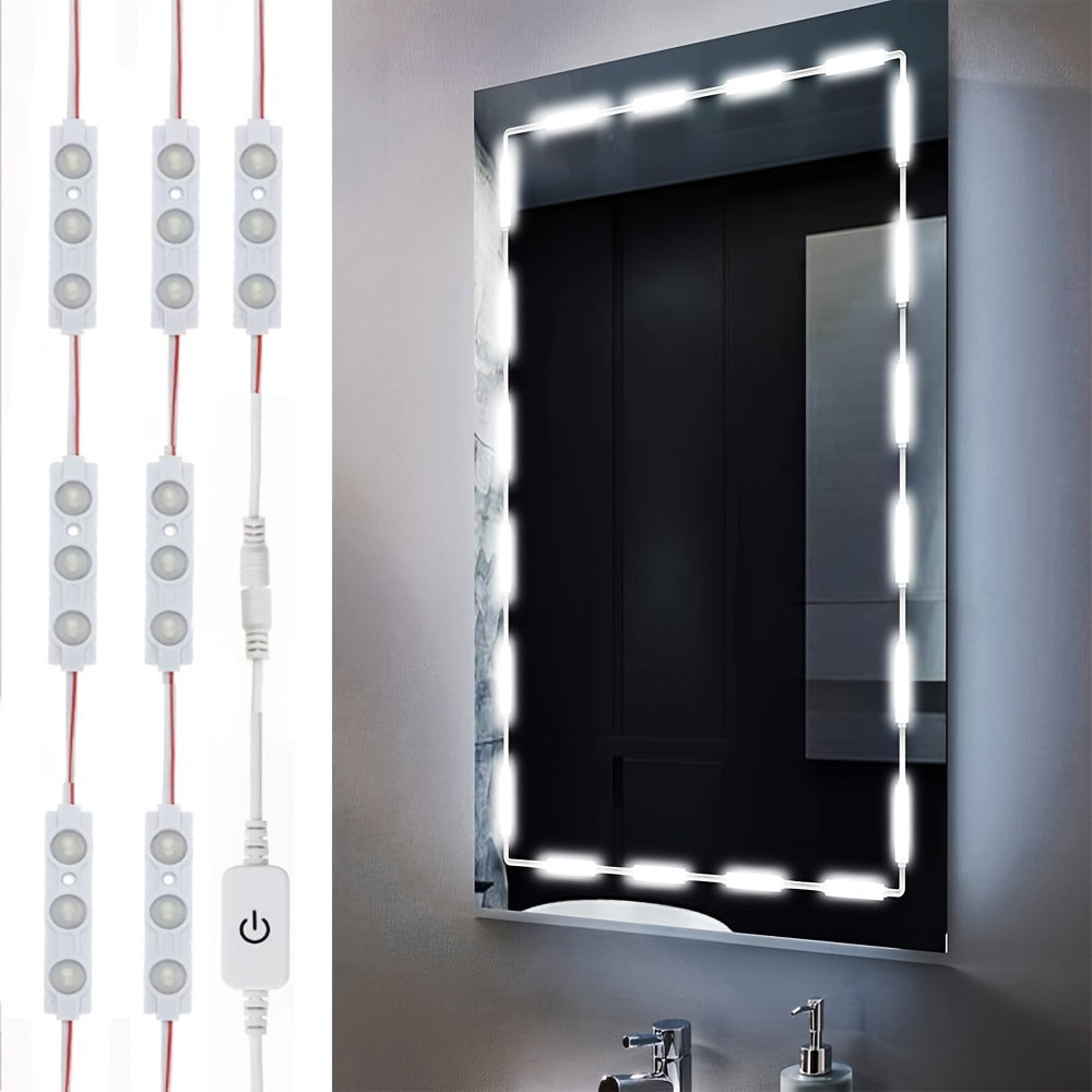 Bright White LED Mirror Lights Set - 10ft Vanity Makeup Strip Lights with Dimmable Touch Control