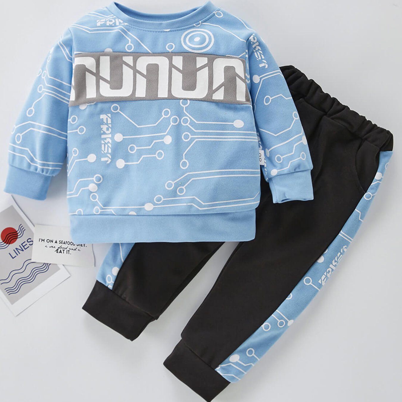 Toddler Boy Pure Cotton Letter Printed Color-block Sweater