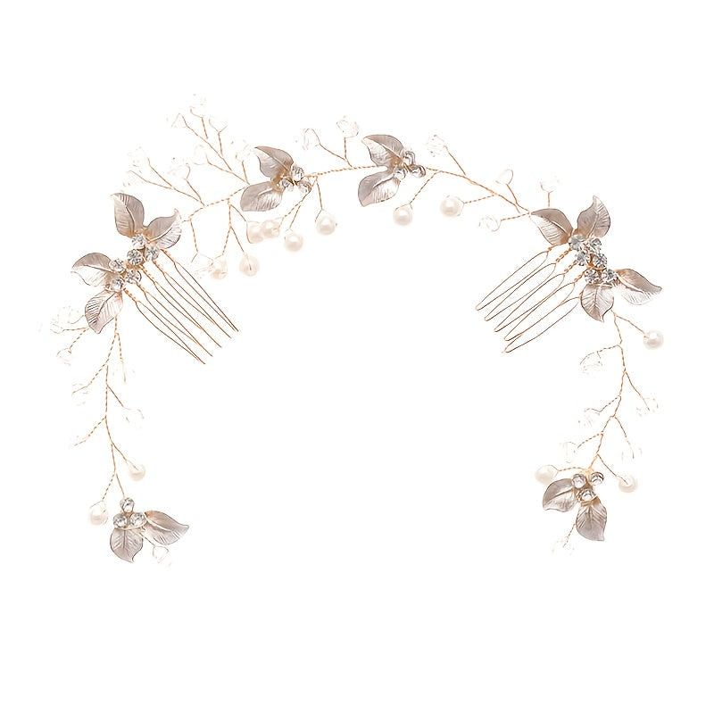 Bridal Golden Leaf Hair Vine, Silver Hair Comb, Rose Golden Leaf Hair Comb, Leaf Wreath, Golden Hair Vine, Bride Hair Accessories, Leaf Hair Vine