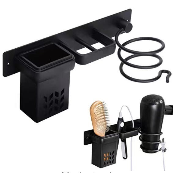 Wall-Mount Hair Dryer & Curling Iron Holder
