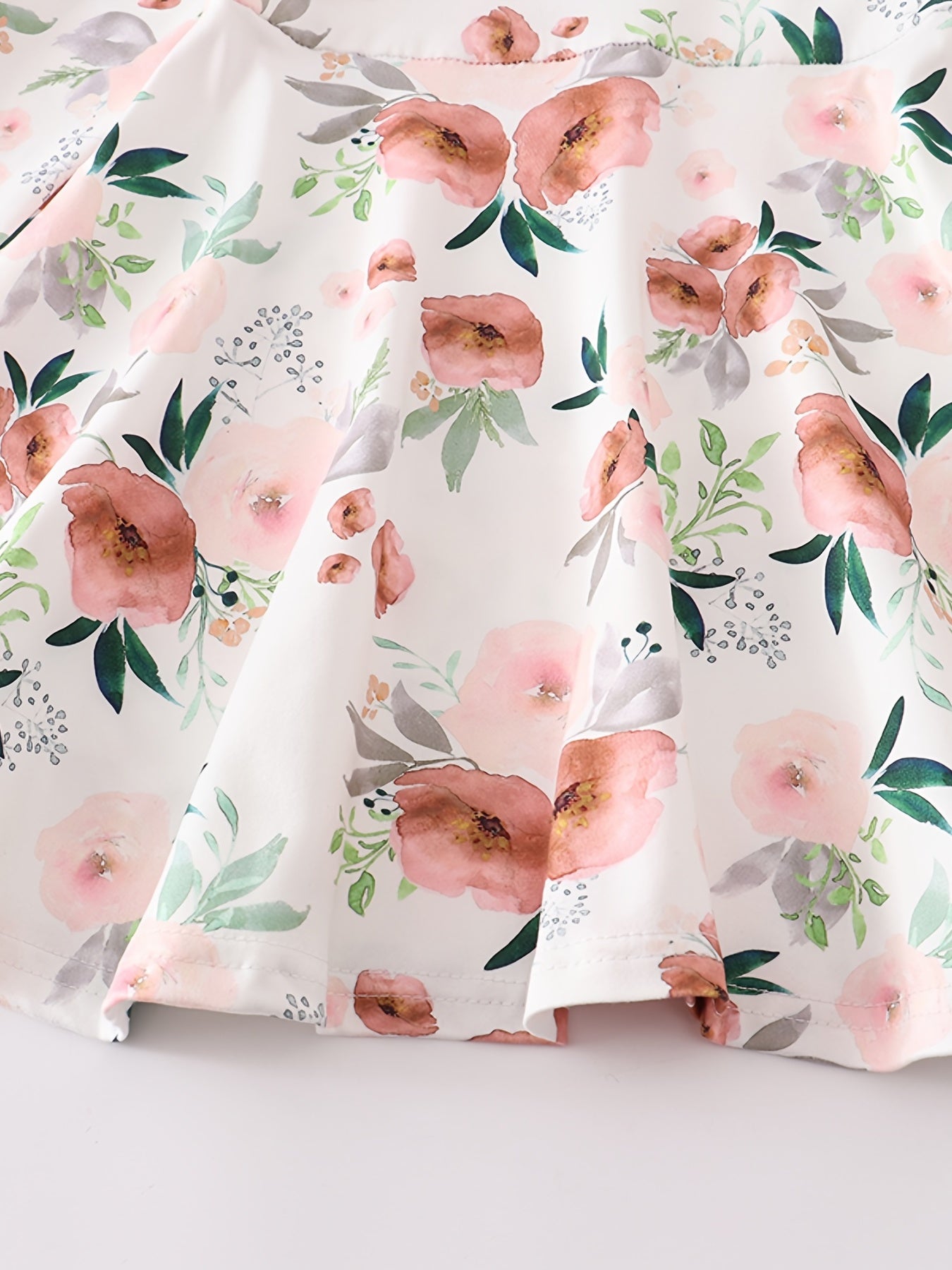 Crew Neck Long Sleeve Floral Print Dress