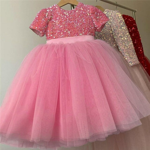 Pink Princess Tulle Baby Girl Gown for Pageant and Party Occasions