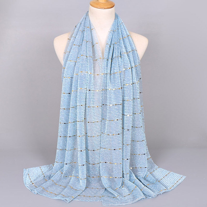 Shimmering Muslim Foulard Scarf for Women