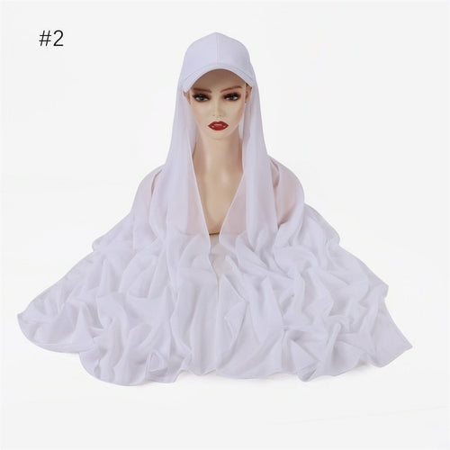 Fashion Premium Chiffon Shawl & Baseball Cap Instant Hijab Set