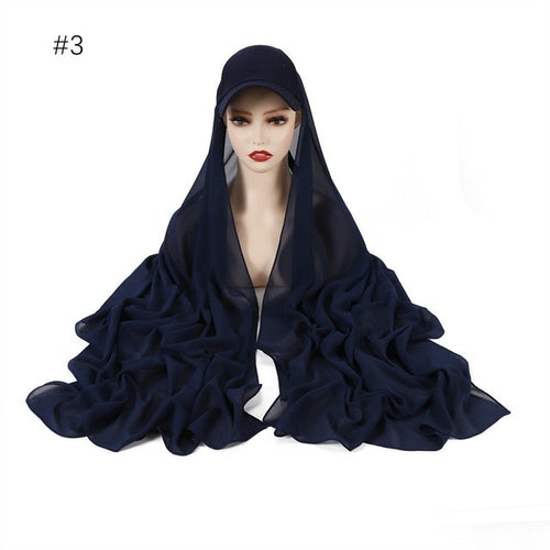 Fashion Premium Chiffon Shawl & Baseball Cap Instant Hijab Set
