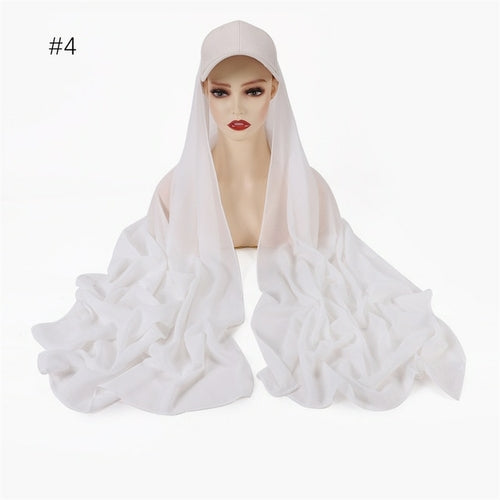 Fashion Premium Chiffon Shawl & Baseball Cap Instant Hijab Set