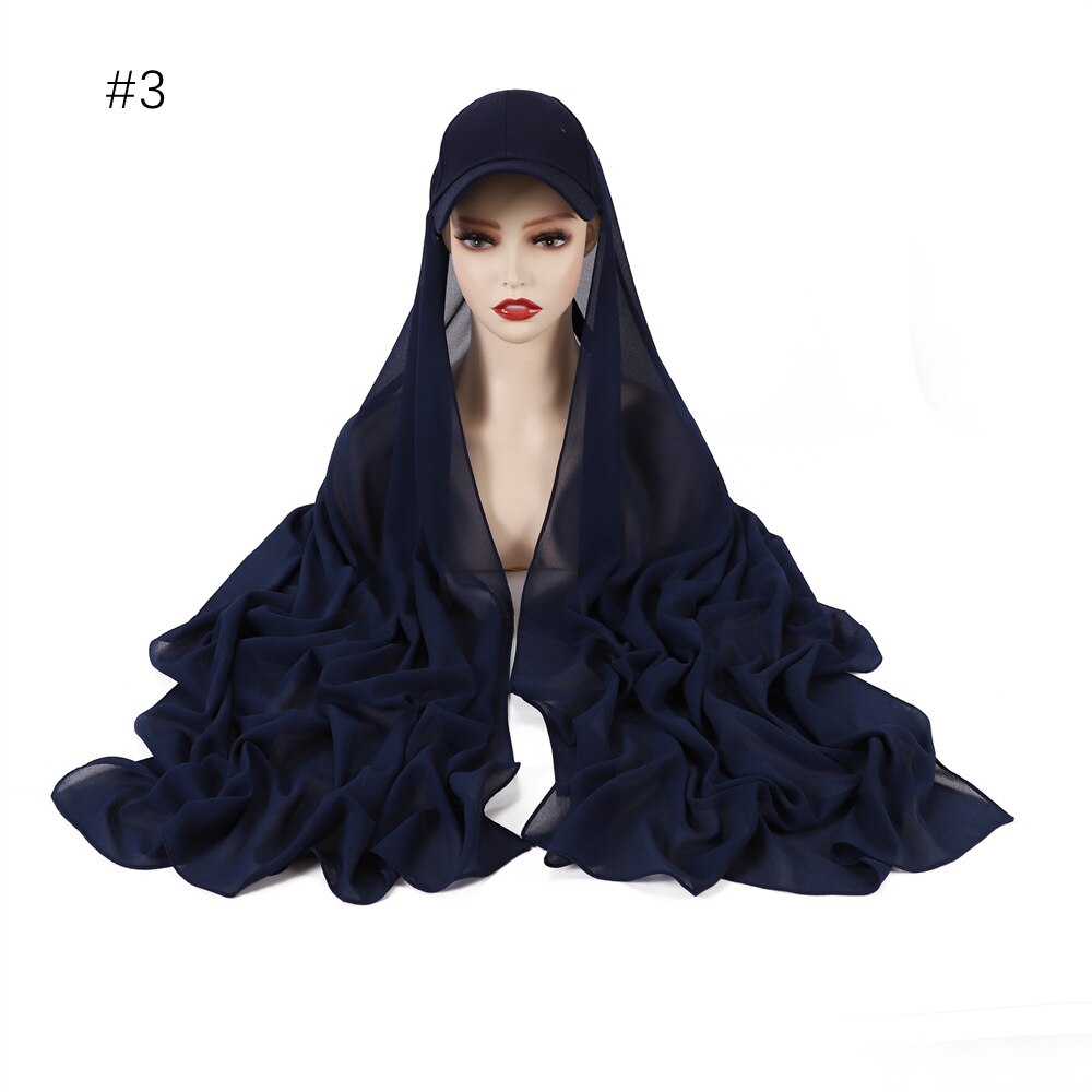Fashion Premium Chiffon Shawl & Baseball Cap Instant Hijab Set