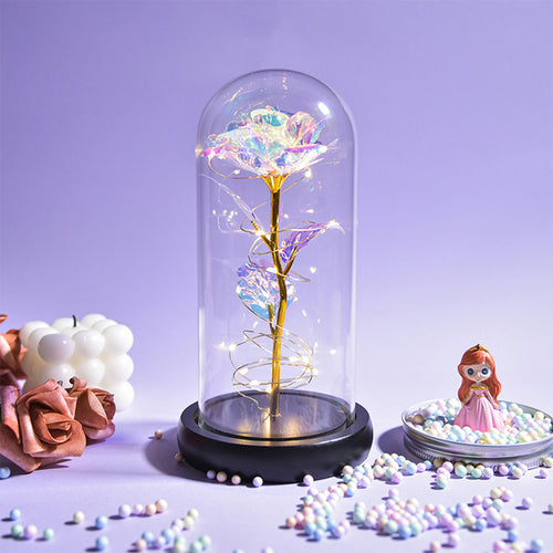 Enchanted Galaxy LED Preserved Rose Beauty and the Beast Glass Dome
