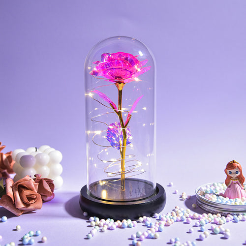 Enchanted Galaxy LED Preserved Rose Beauty and the Beast Glass Dome