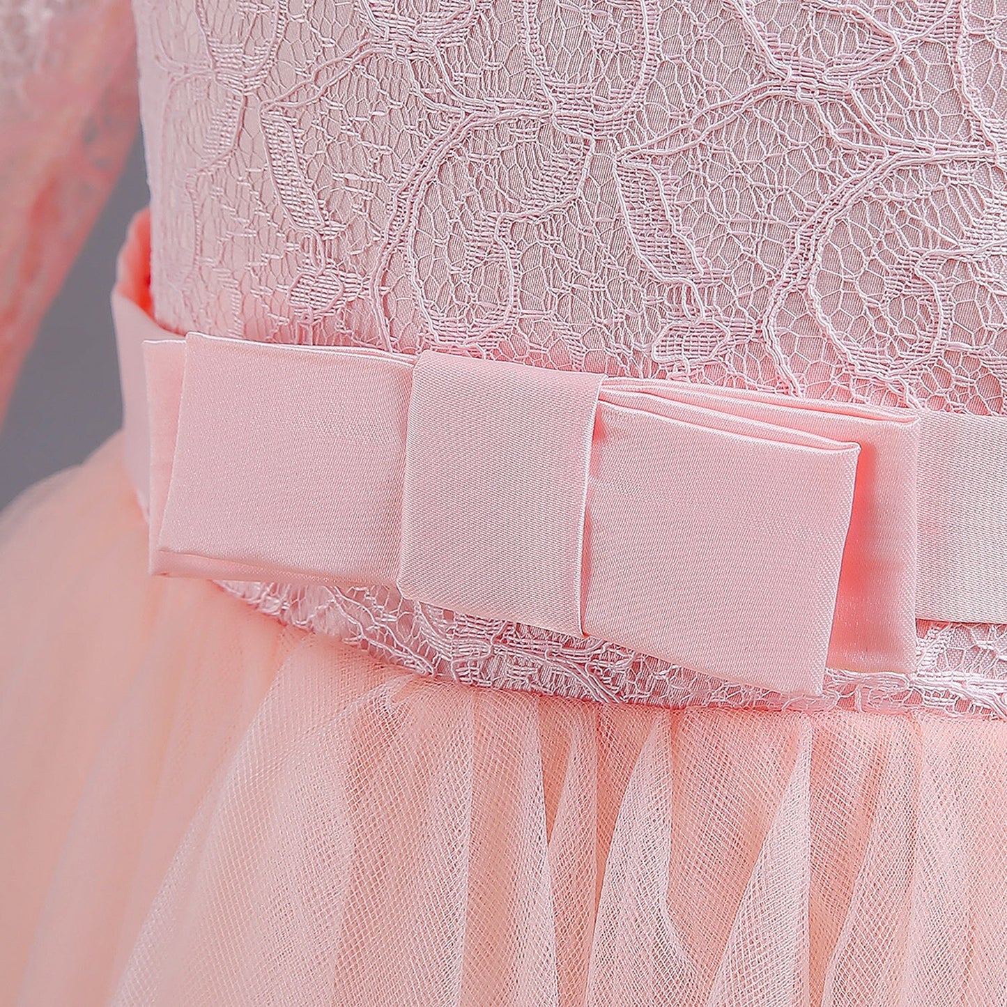 Elegant Pink Lace Flower Princess Dress for Girls: Perfect for Eid Celebrations